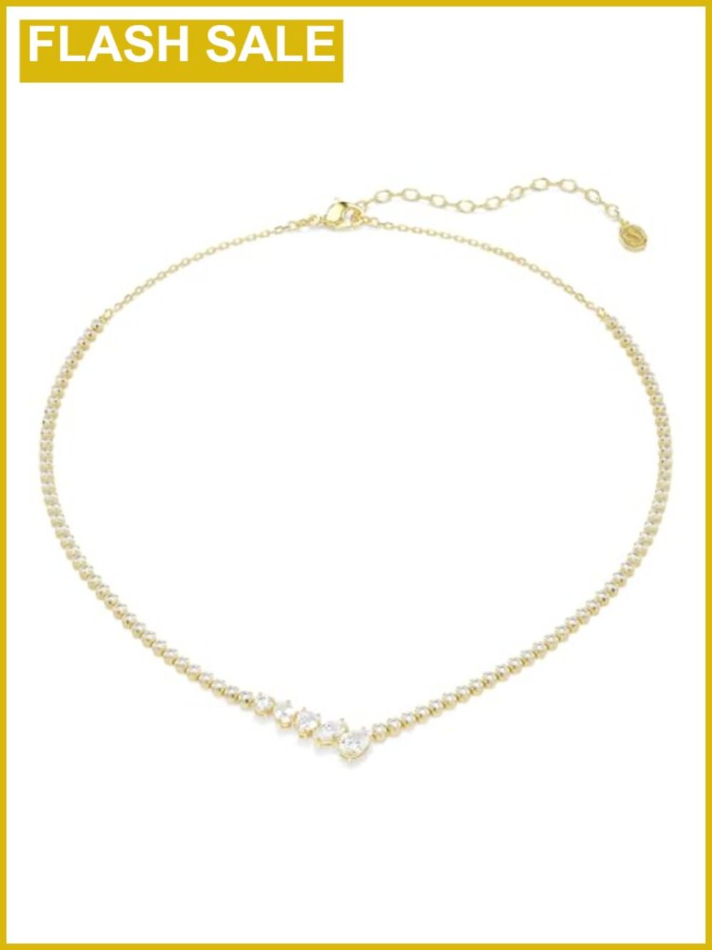 Swarovski Zirconia V-Shape Pendant Necklace 18K Gold Finish Cup Chain Adjustable